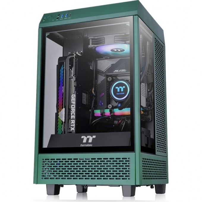 Корпус THERMALTAKE THE TOWER 100 RACING GREEN без БП miniITX 2xUSB3.0 audio bott PSU CA-1R3-00SCWN-00