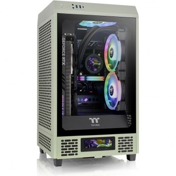 Корпус THERMALTAKE THE TOWER 200 MATCHA GREEN /Matcha Green/Win/SPCC/Tempered Glass*1/CT140 Fan*2/Color Box