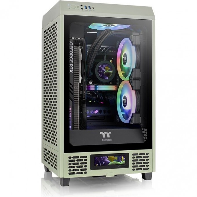 Корпус THERMALTAKE THE TOWER 200 MATCHA GREEN /Matcha Green/Win/SPCC/Tempered Glass*1/CT140 Fan*2/Color Box CA-1X9-00SEWN-00